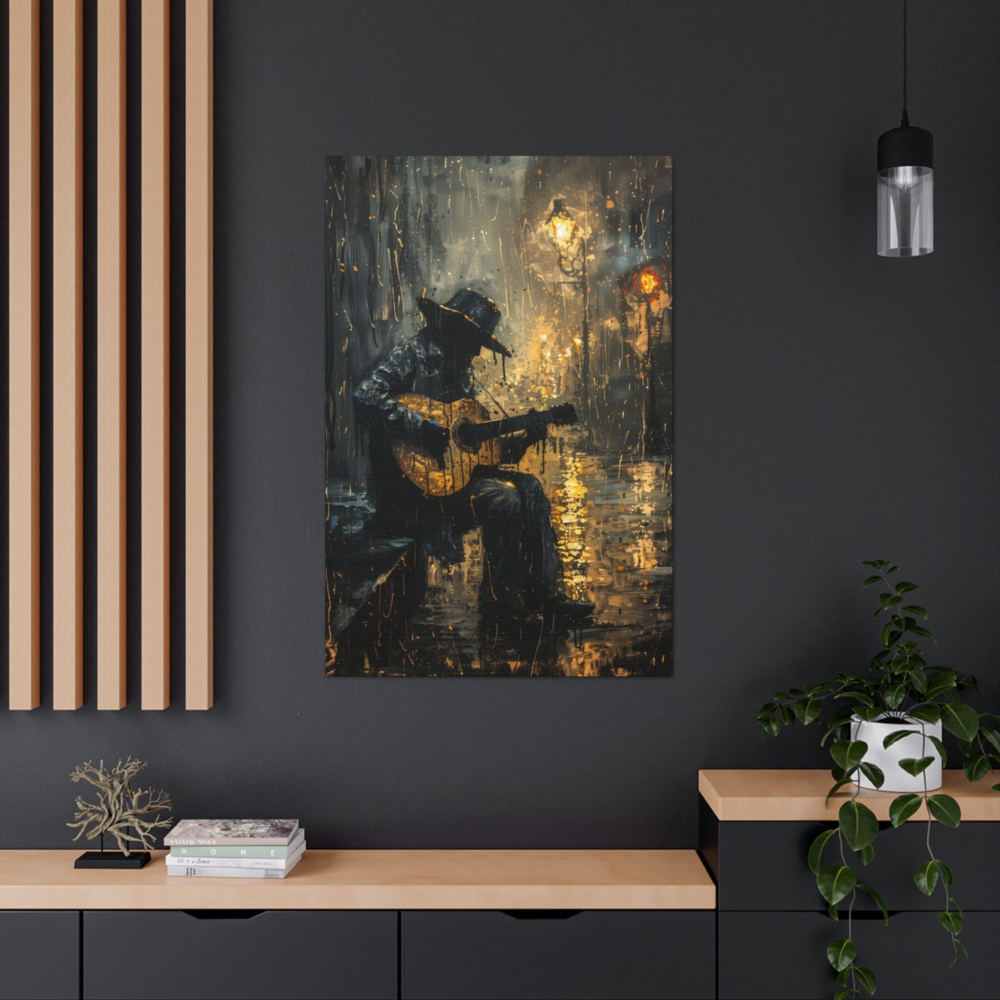 Man Playing Guitar on the Street - Rembrandt Style Digital Oil Painting Canvas Gallery Wraps