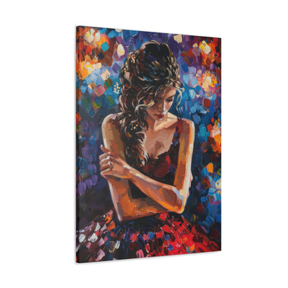 Girl with red dress - Leonid Afremov Style Digital Print Canvas Gallery Wraps