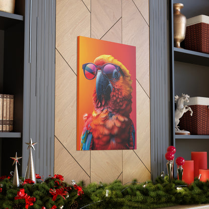 Parrot Wearing Sunglasses - Illustration Canvas Gallery Wraps