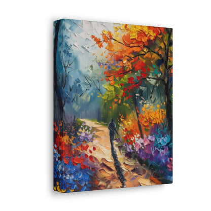 Person Running Through Autumn Forest - Leonid Afremov Oil Painting Canvas Gallery Wraps