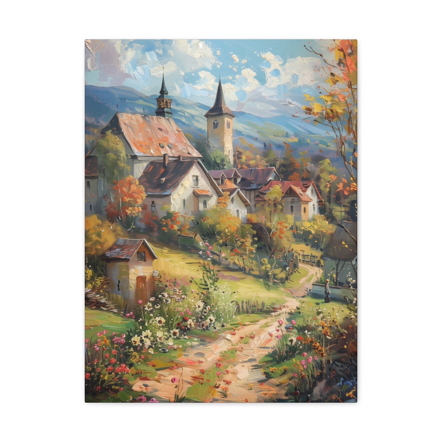 European country side in medieval times whimsical Digital Oil Painting Print Canvas Gallery Wraps