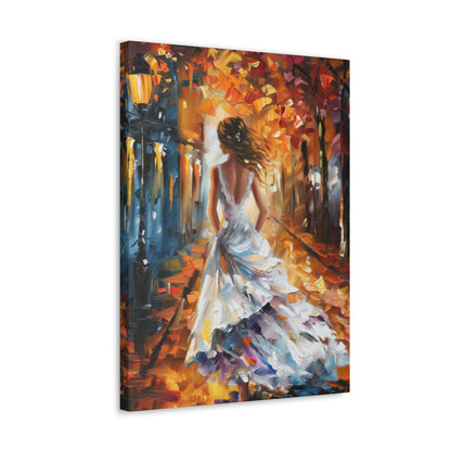 bride walking in street - Leonid Afremov Style Digital Print Canvas Gallery Wraps