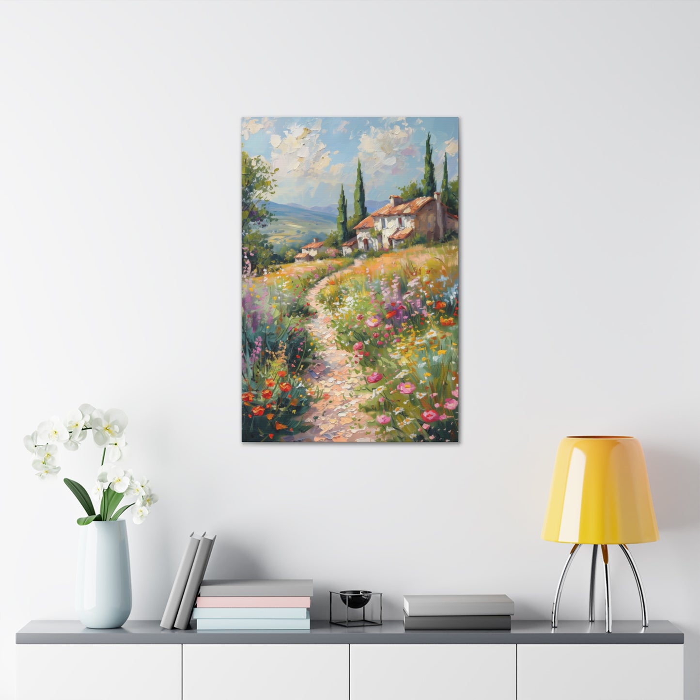 countryside house with garden in medieval times Digital Oil Painting Print Canvas Gallery Wraps