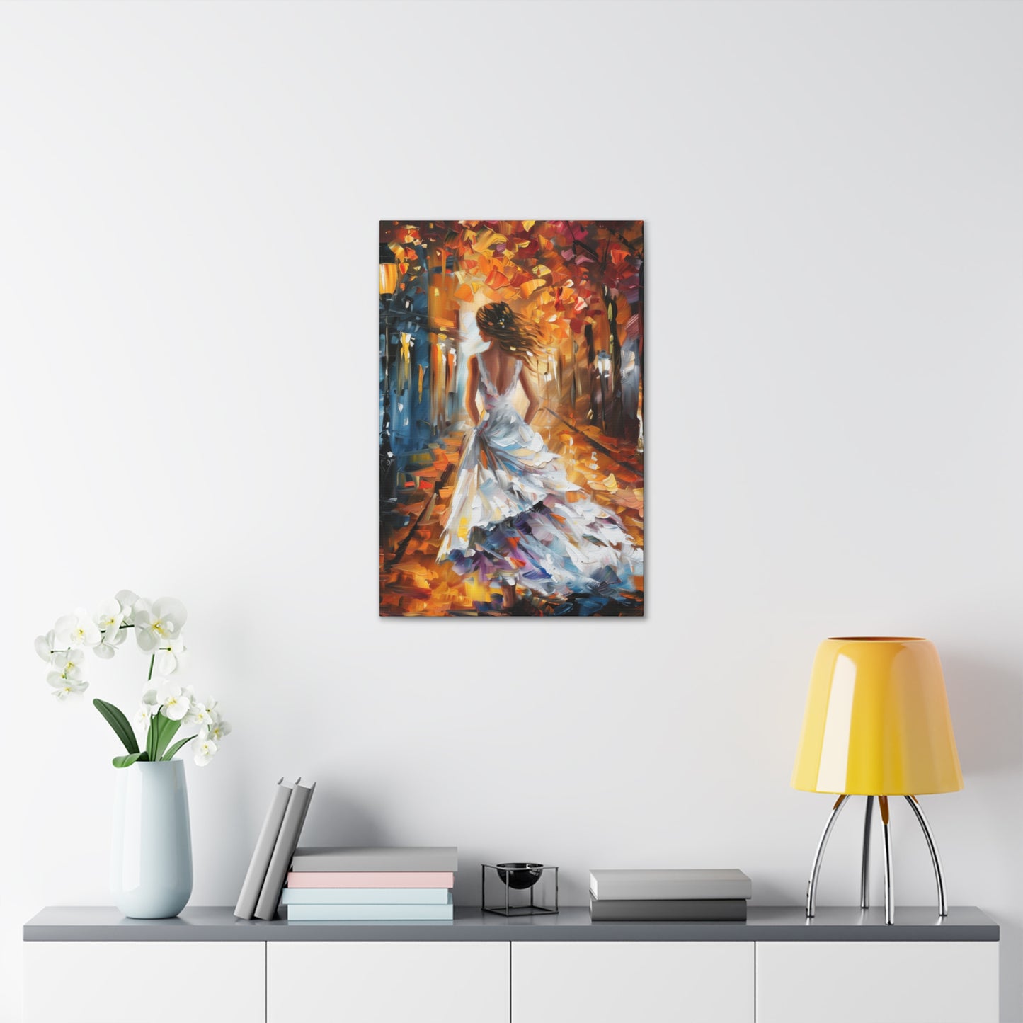 bride walking in street - Leonid Afremov Style Digital Print Canvas Gallery Wraps