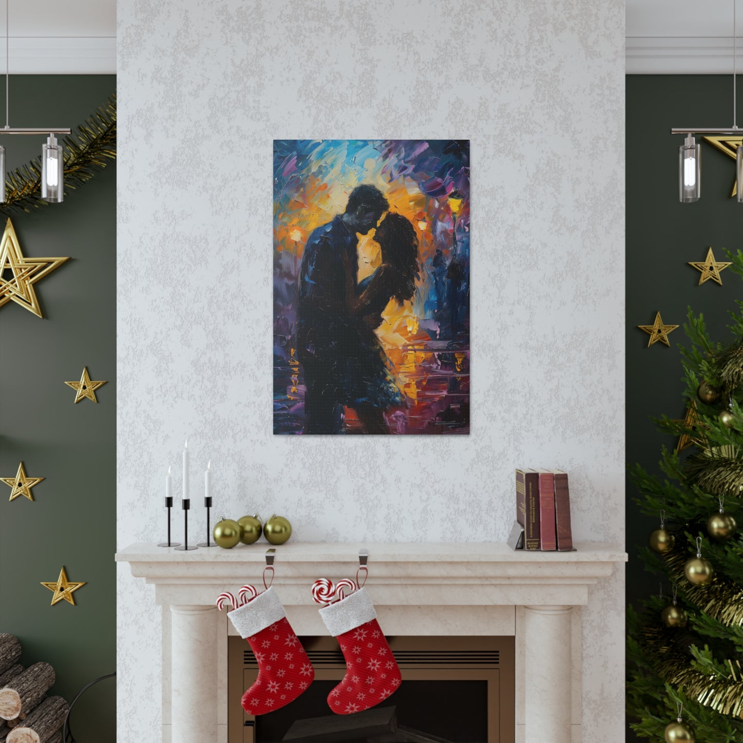 Couple - Leonid Afremov Style Digital Oil Painting Canvas Gallery Wraps