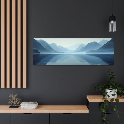 Scottish Lake Landscape - Morning Mist with Mountain Panorama Canvas Gallery Wraps