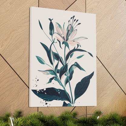 Lily Plant with Flowers - Illustration Canvas Gallery Wraps