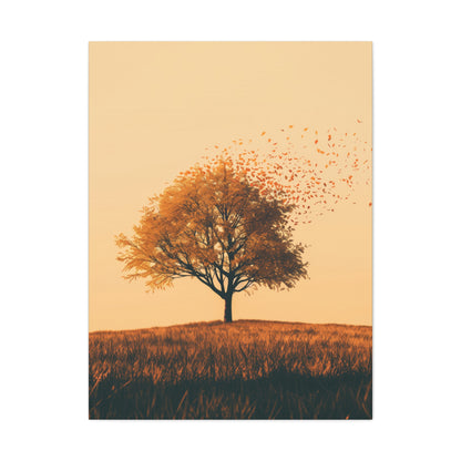 Tree in a Golden Sunset Digital Illustration Canvas Gallery Wraps