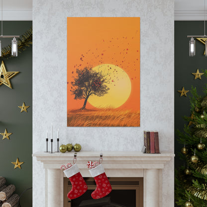 Tree in a Golden Sunset Digital Illustration Canvas Gallery Wraps