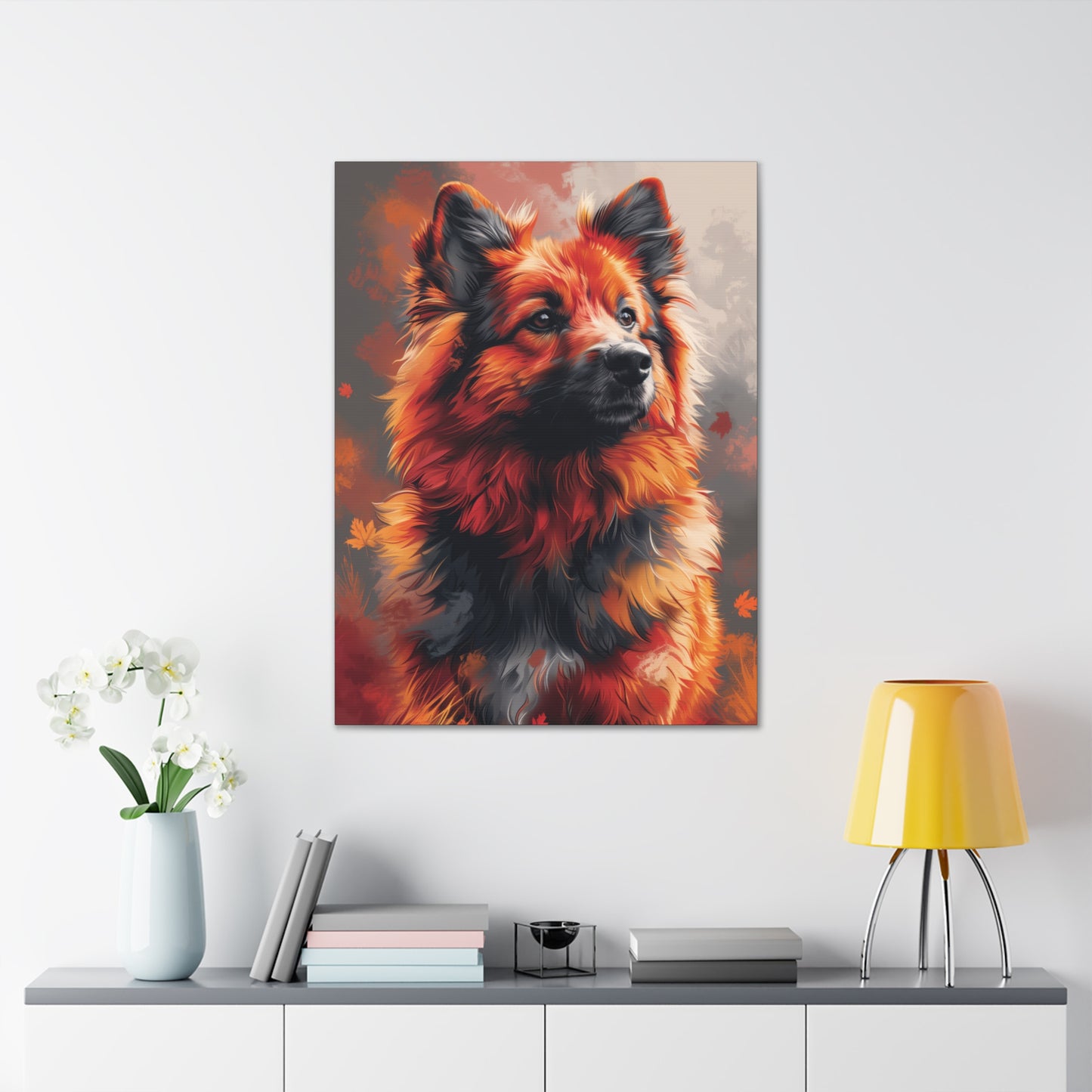 Papillon Dog - Abstract Illustration Canvas Gallery Wraps