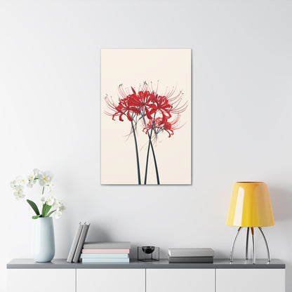 Red Spider Lily Flower Digital Illustration Canvas Gallery Wraps