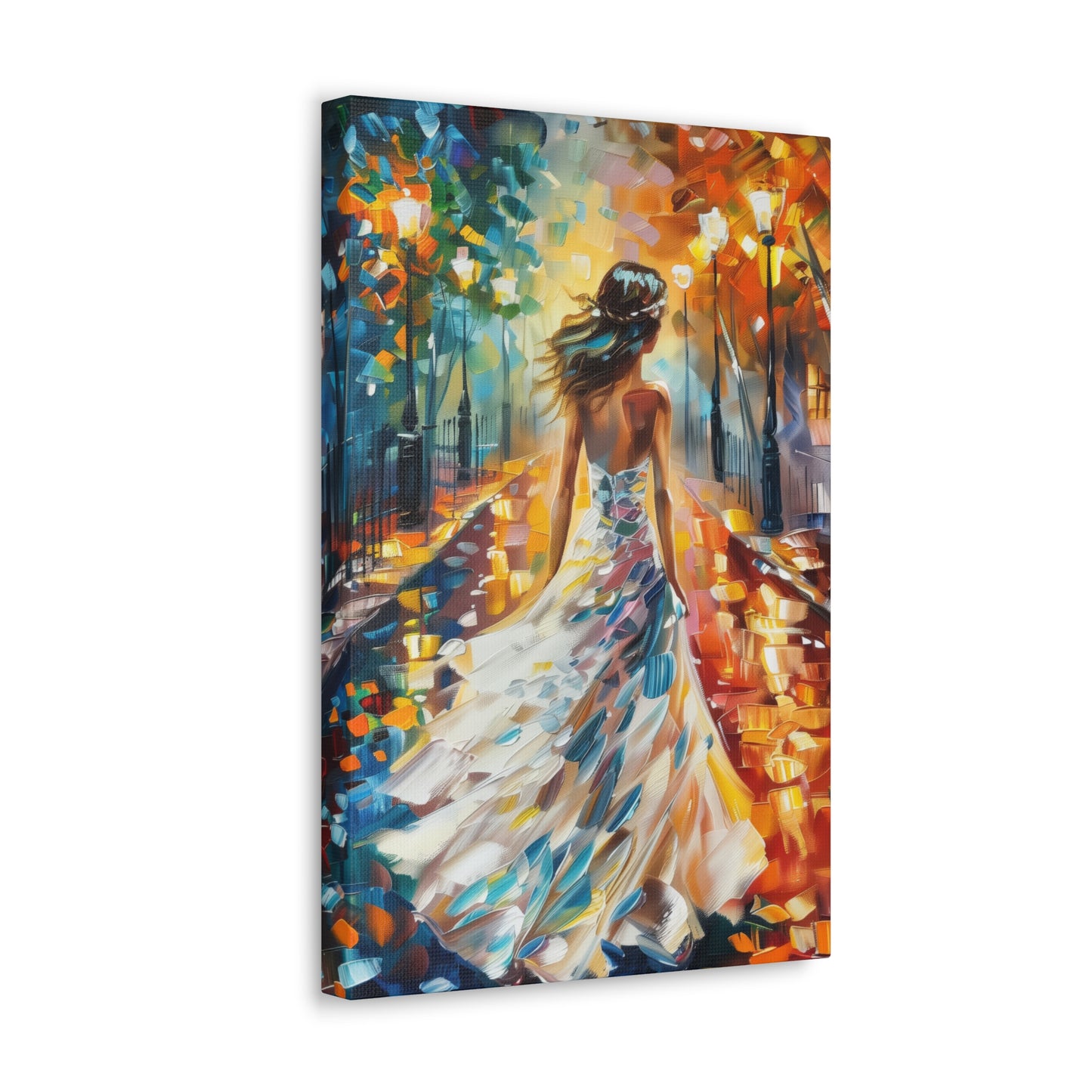 bride walking in the street - Leonid Afremov Style Digital Print Canvas Gallery Wraps