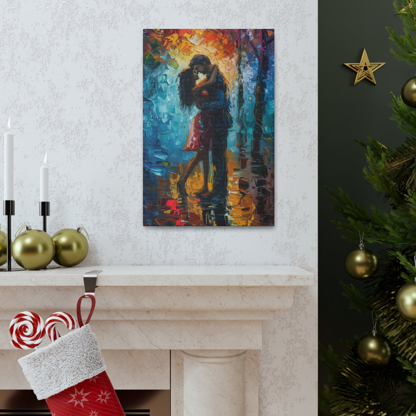 Couple - Leonid Afremov Style Digital Oil Painting Canvas Gallery Wraps