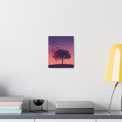 Tree in a Purple Sunset Digital Illustration Canvas Gallery Wraps