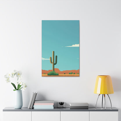 Saguaro Cactus in Desert - Illustration Canvas Gallery Wraps