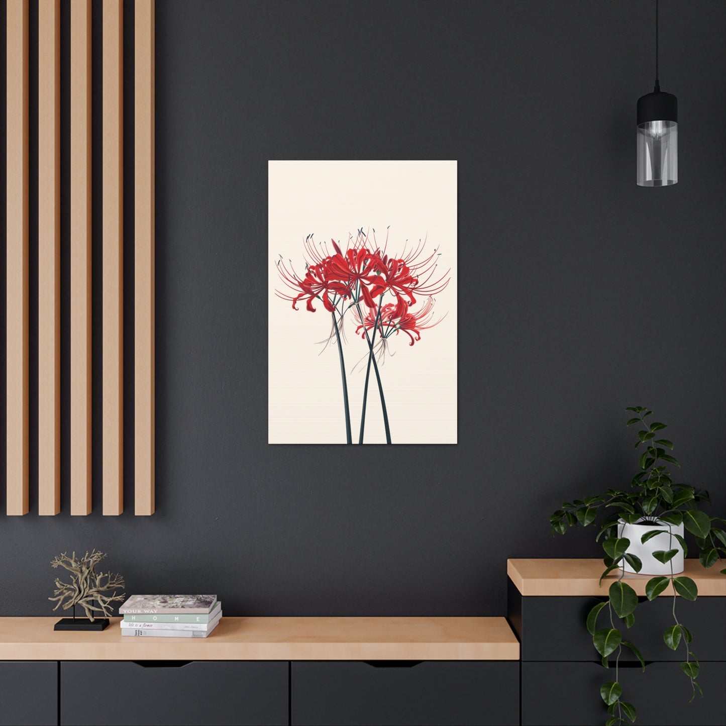 Red Spider Lily Flower Digital Illustration Canvas Gallery Wraps