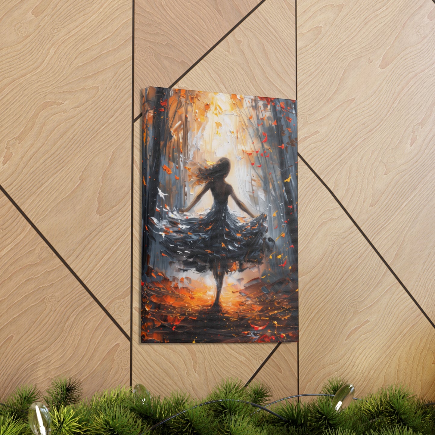 girl dancing in Autumn Forest Digital Oil Painting Print Canvas Gallery Wraps