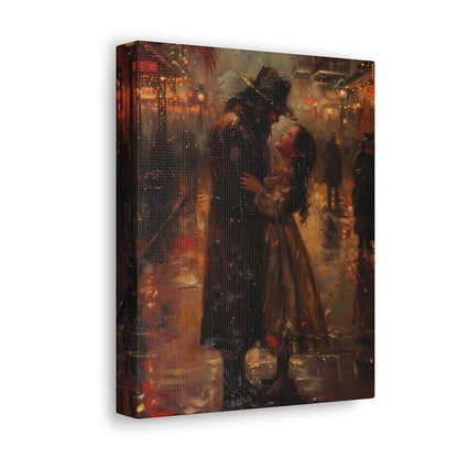 Father and Daughter Dancing on the Street - Rembrandt Style Digital Oil Painting Canvas Gallery Wraps