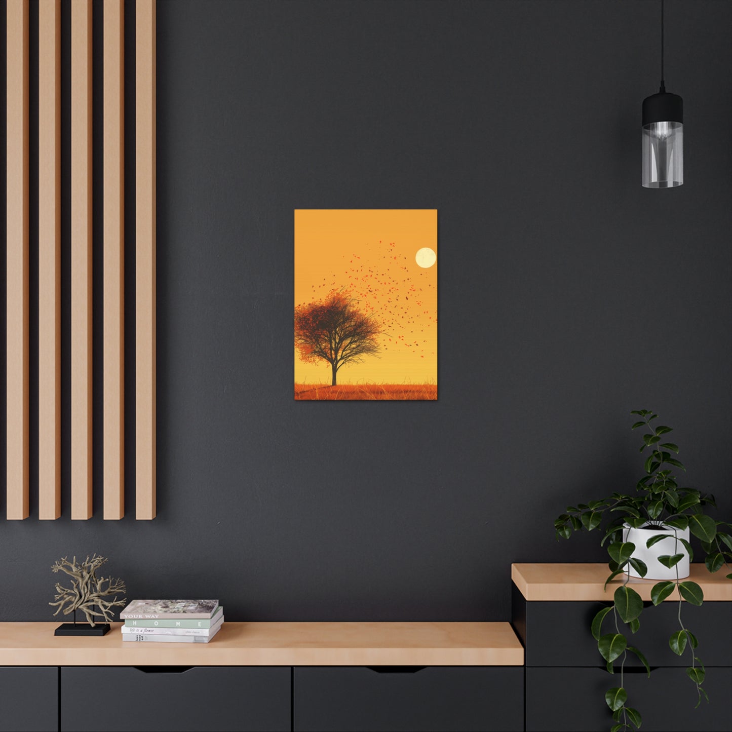 Tree in a Golden Sunset Digital Illustration Canvas Gallery Wraps