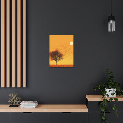 Tree in a Golden Sunset Digital Illustration Canvas Gallery Wraps