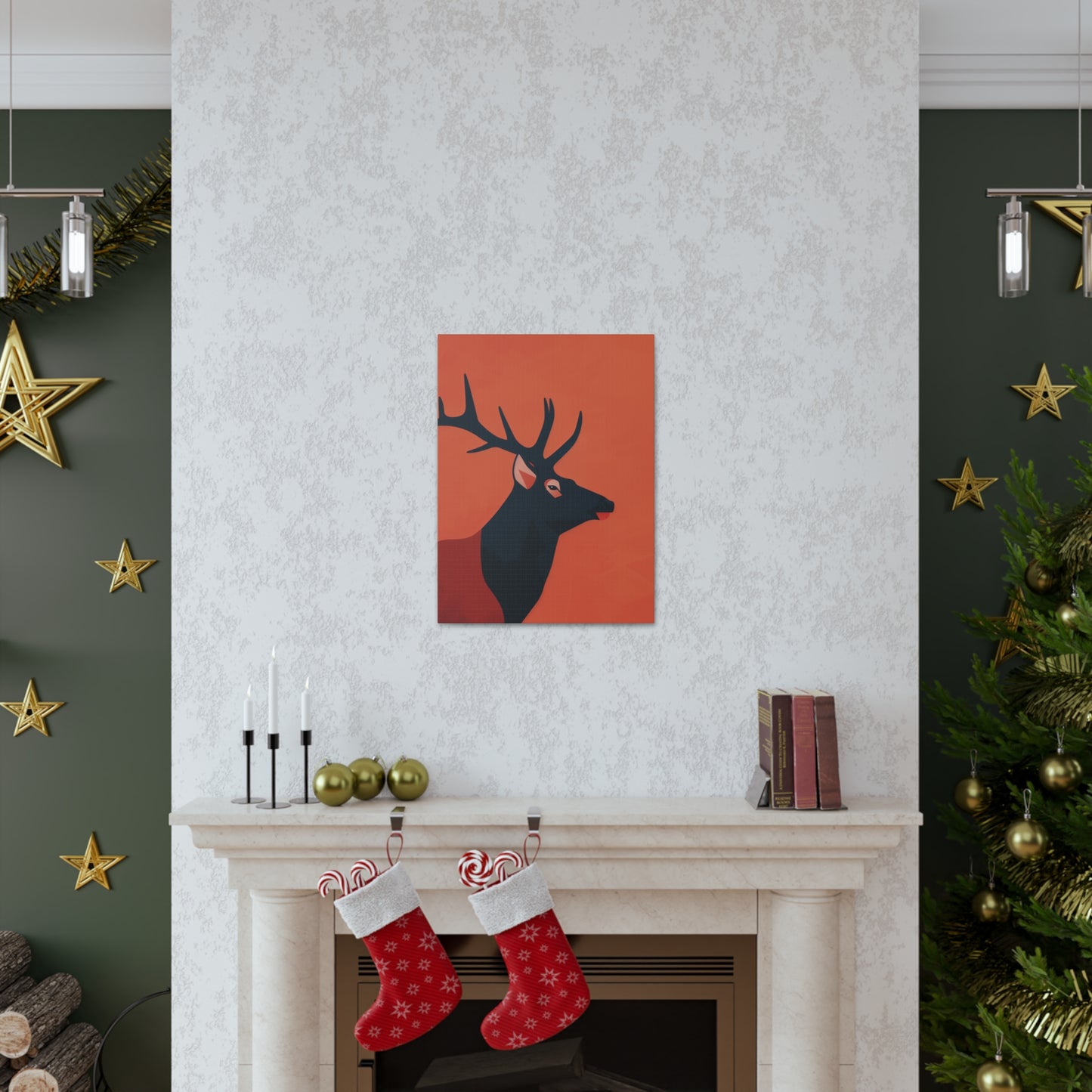 Reindeer with antlers Digital Illustration Canvas Gallery Wraps