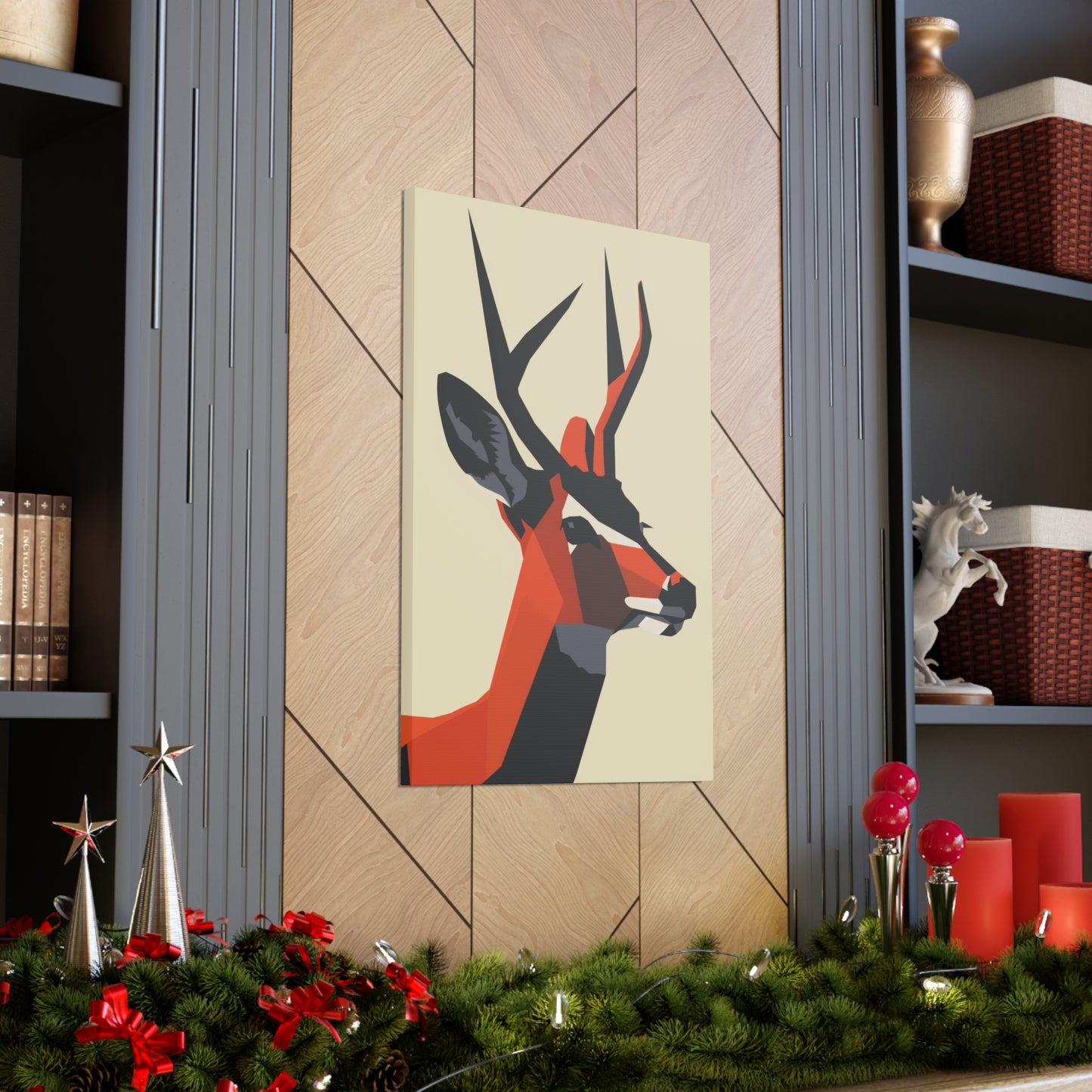 Reindeer with antlers Digital Illustration Canvas Gallery Wraps