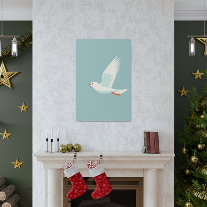 White Dove Flying Digital Illustration Canvas Gallery Wraps