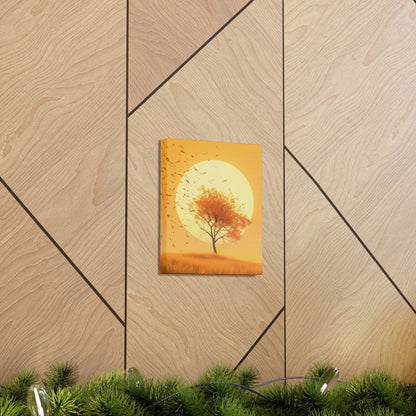 Tree in a Golden Sunset Digital Illustration Canvas Gallery Wraps