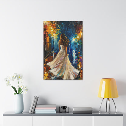 bride walking in the streets - Leonid Afremov Style Digital Print Canvas Gallery Wraps