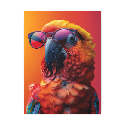 Parrot Wearing Sunglasses - Illustration Canvas Gallery Wraps