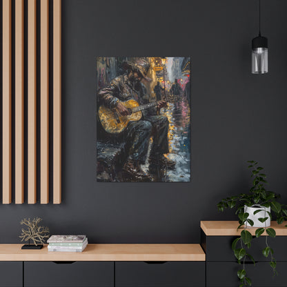 Man Playing Guitar on the Street - Rembrandt Style Digital Oil Painting Canvas Gallery Wraps