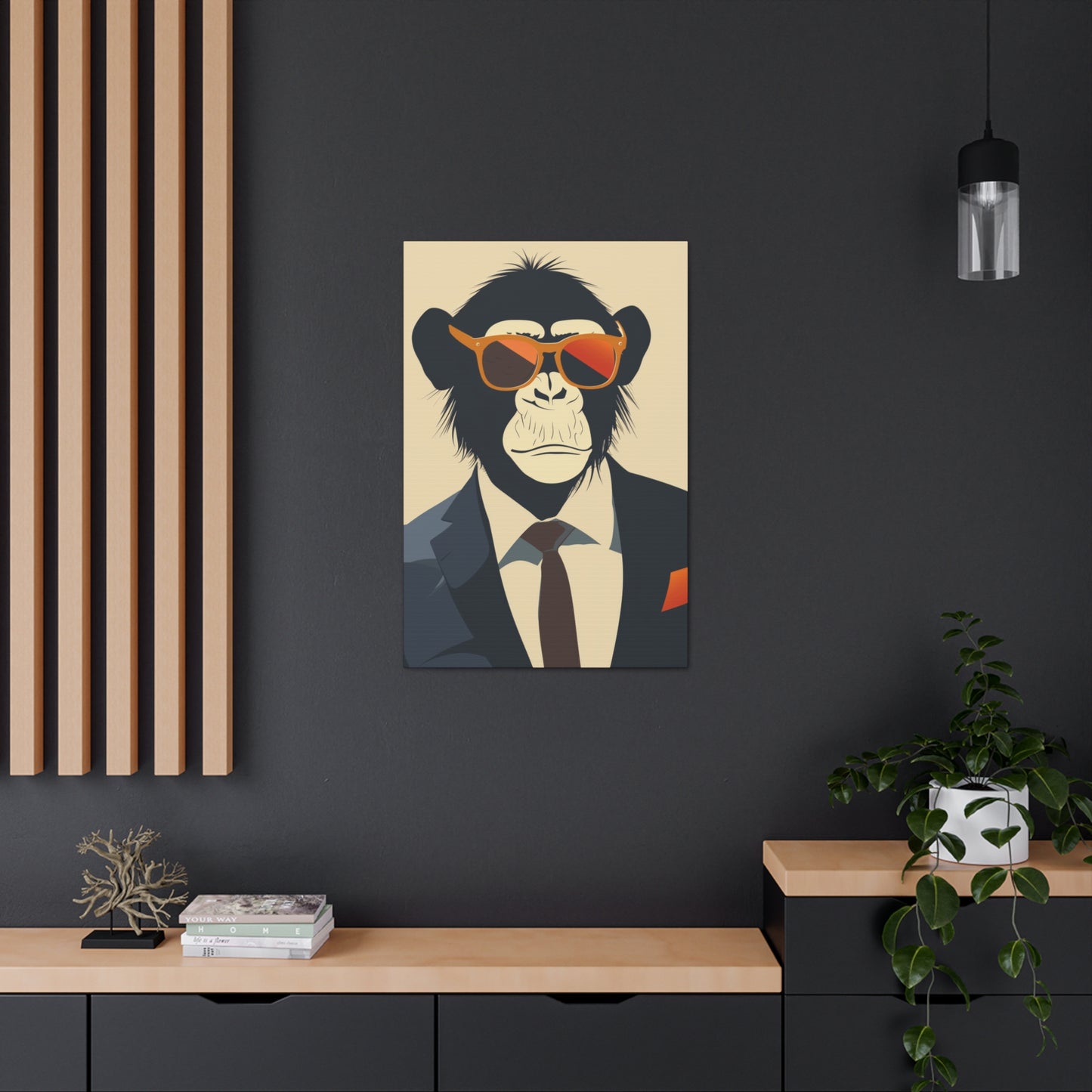 Ape Wearing Suite and Sunglasses Digital Illustration Canvas Gallery Wraps