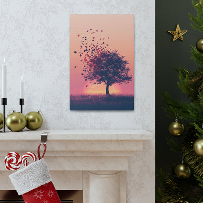 Tree in a Golden Sunset Digital Illustration Canvas Gallery Wraps