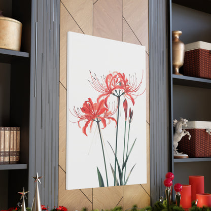 Red Spider Lily Flower Digital Illustration Canvas Gallery Wraps