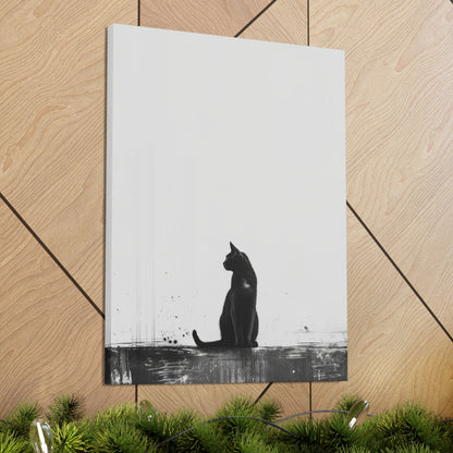 Black Cat Digital Illustration Canvas Gallery Wraps