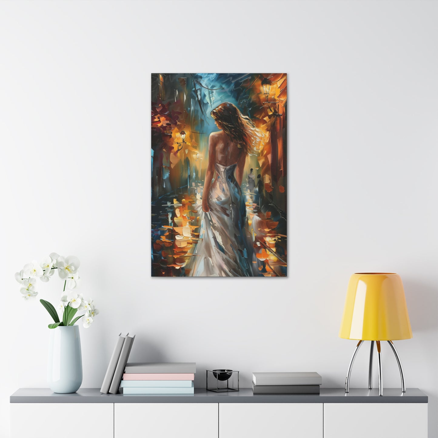 bride walking in street - Leonid Afremov Style Digital Print Canvas Gallery Wraps