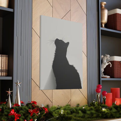 Black Cat Looking Up Digital Illustration Canvas Gallery Wraps