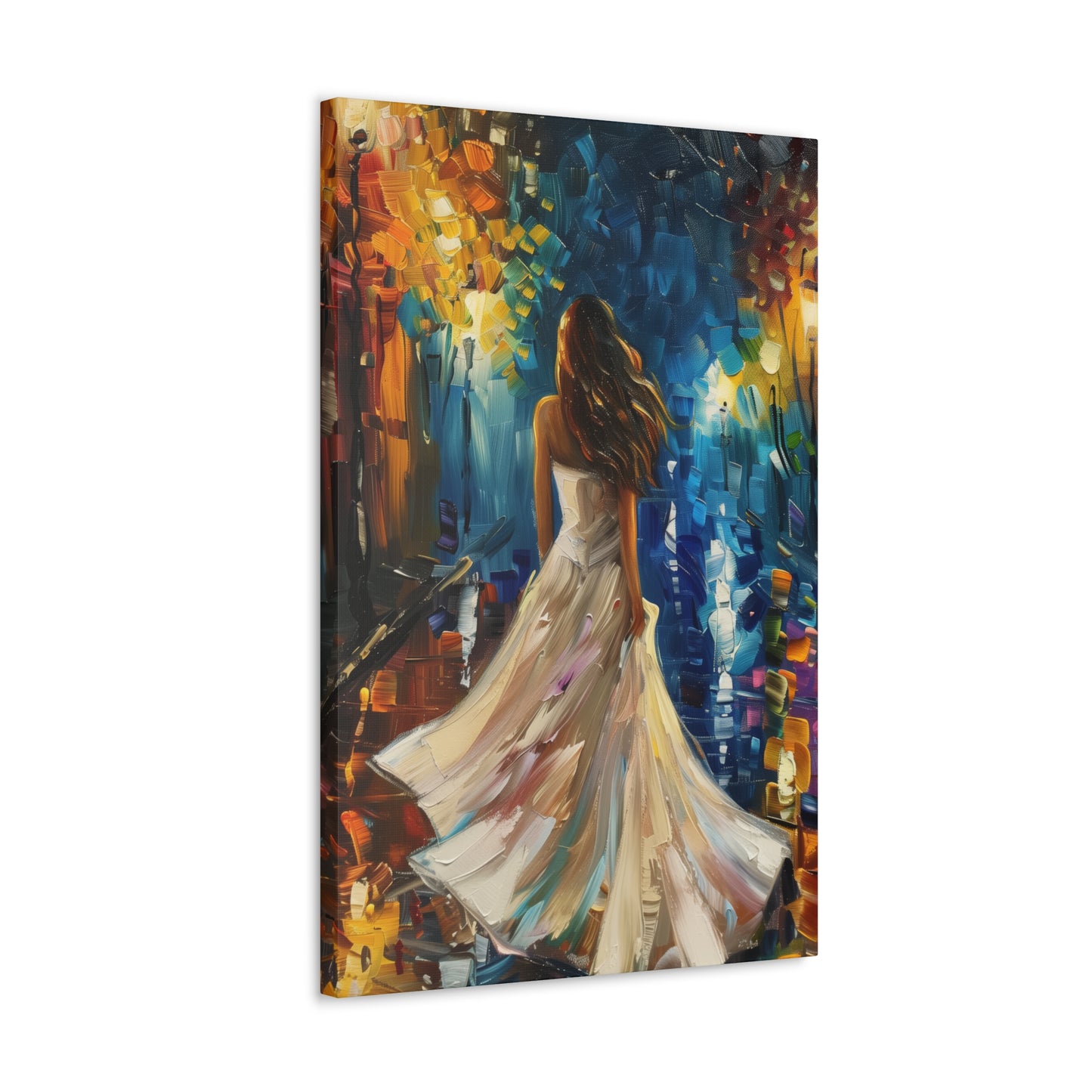 bride walking in the streets - Leonid Afremov Style Digital Print Canvas Gallery Wraps