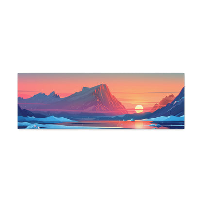 Sunset in Antarctica - Landscape Illustration Panorama Canvas Gallery Wraps