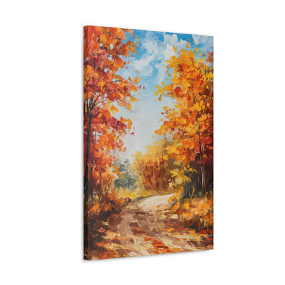 Road Through Autumn Forest - Leonid Afremov Style Oil Painting Canvas Gallery Wraps