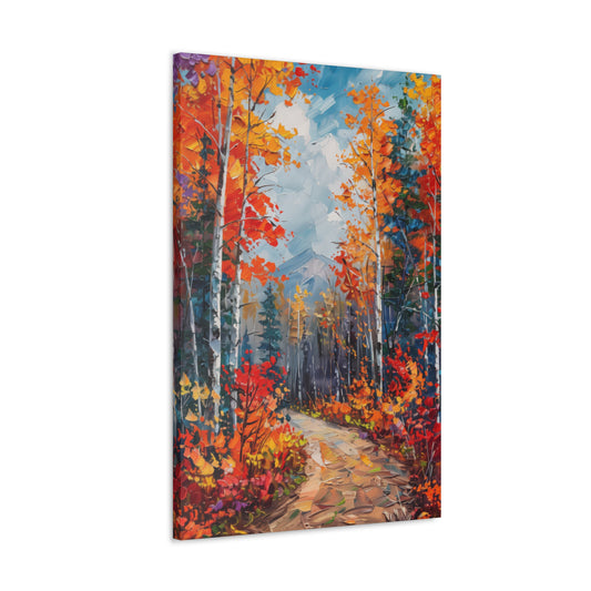 road through autumn forest - Leonid Afremov Style Digital Print Canvas Gallery Wraps