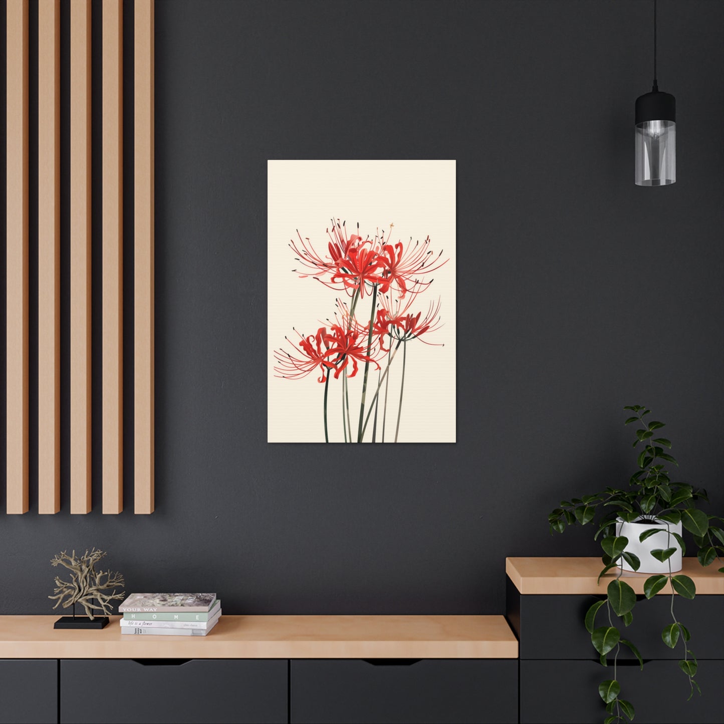 Red Spider Lily Flower Digital Illustration Canvas Gallery Wraps