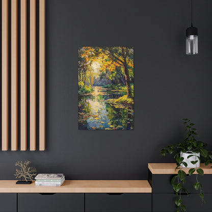 River in a Forest - Claude Monet Style Digital Print Canvas Gallery Wraps