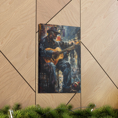 Man Playing Guitar on the Street - Rembrandt Style Digital Oil Painting Canvas Gallery Wraps