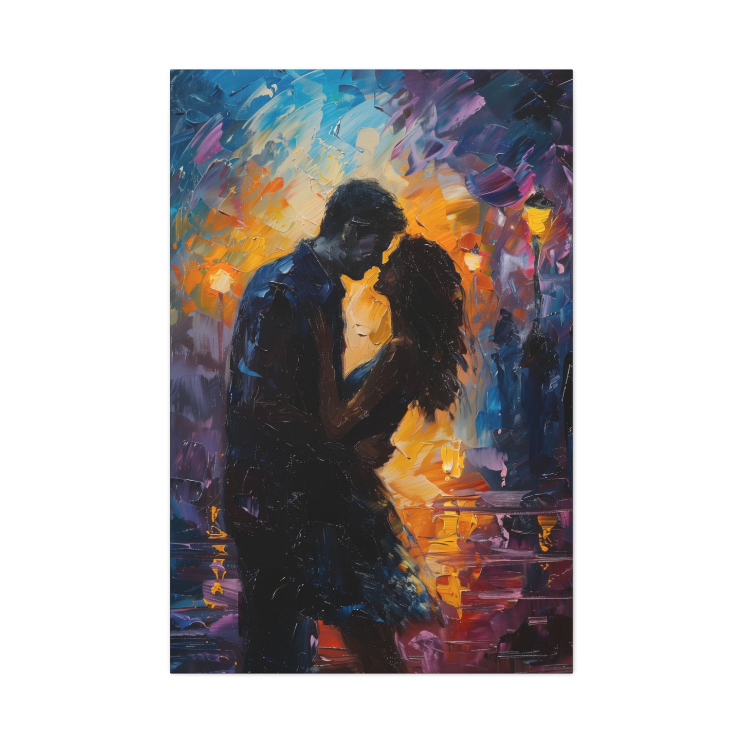 Couple - Leonid Afremov Style Digital Oil Painting Canvas Gallery Wraps