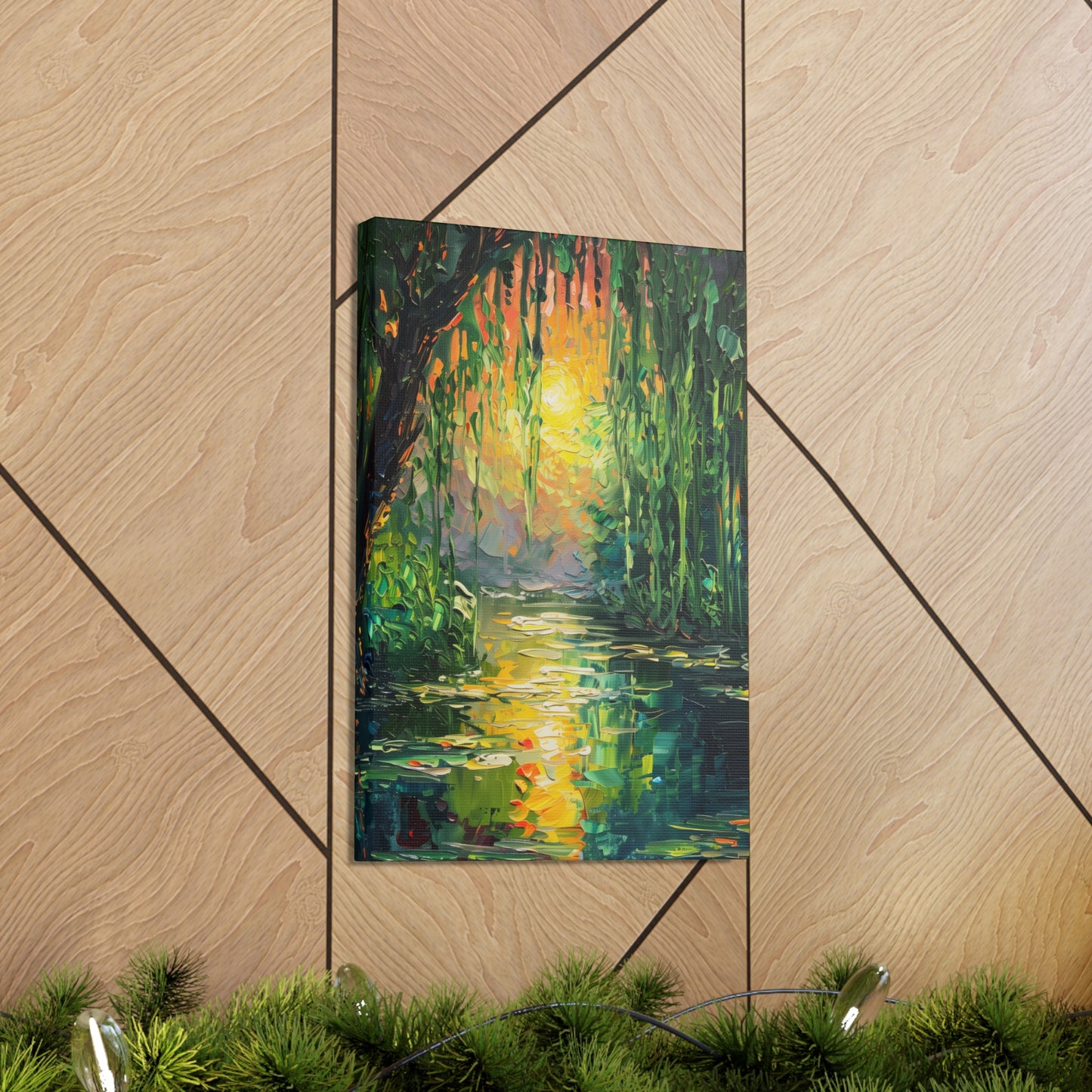 Lake in a Forest - Claude Monet Style Digital Print Canvas Gallery Wraps