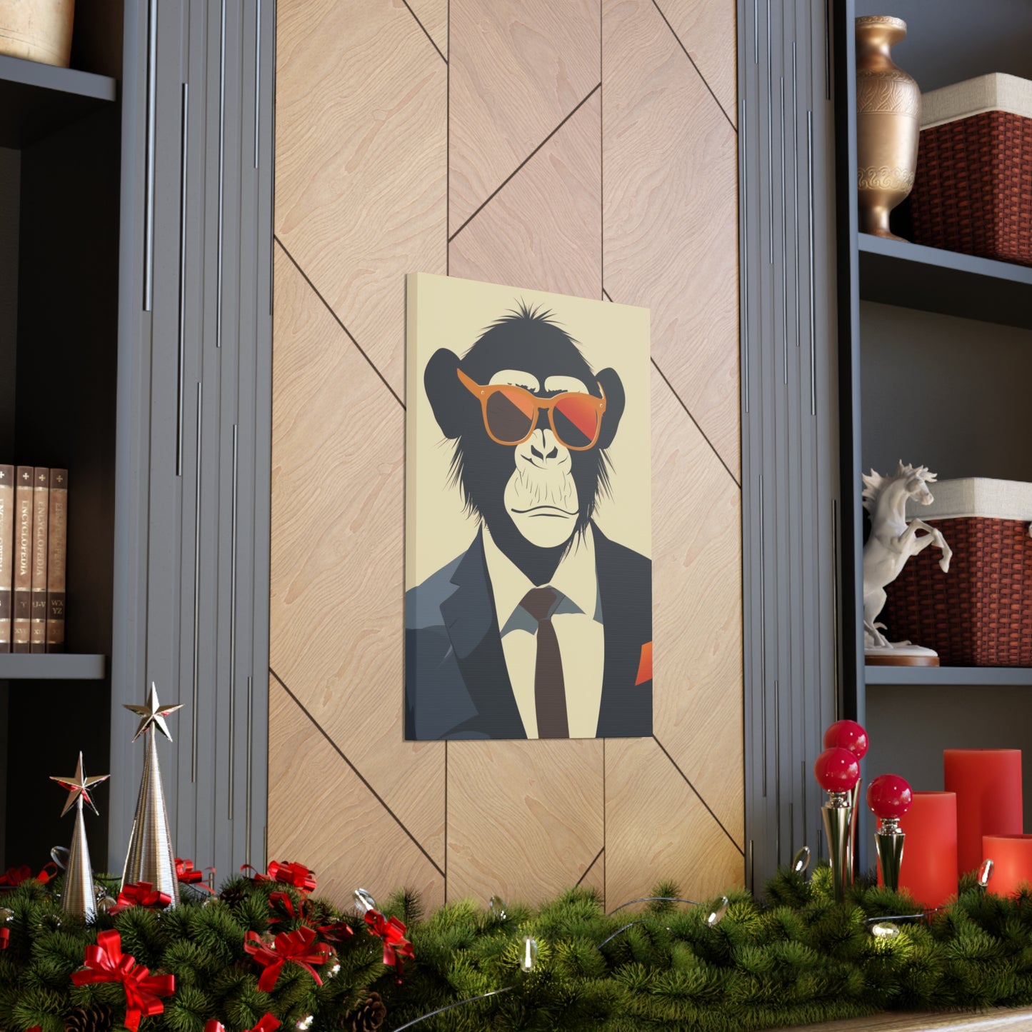 Ape Wearing Suite and Sunglasses Digital Illustration Canvas Gallery Wraps