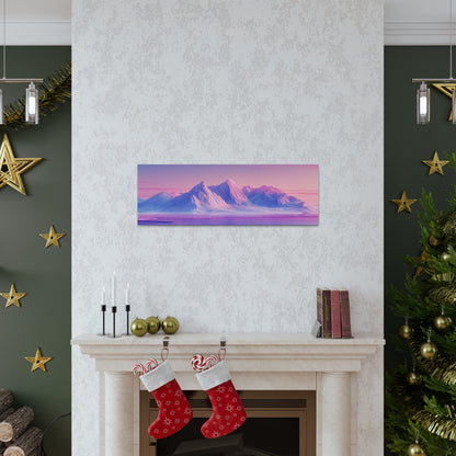 Snowy Mountain Evening - Digital Landscape Illustration Panorama Canvas Gallery Wraps