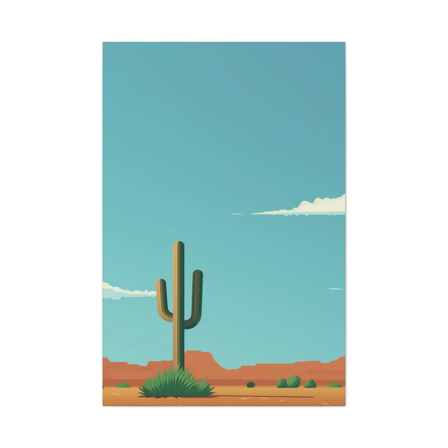 Saguaro Cactus in Desert - Illustration Canvas Gallery Wraps