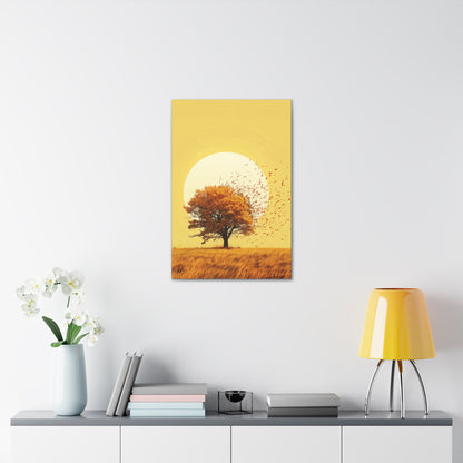 Tree in a Golden Sunset Digital Illustration Canvas Gallery Wraps